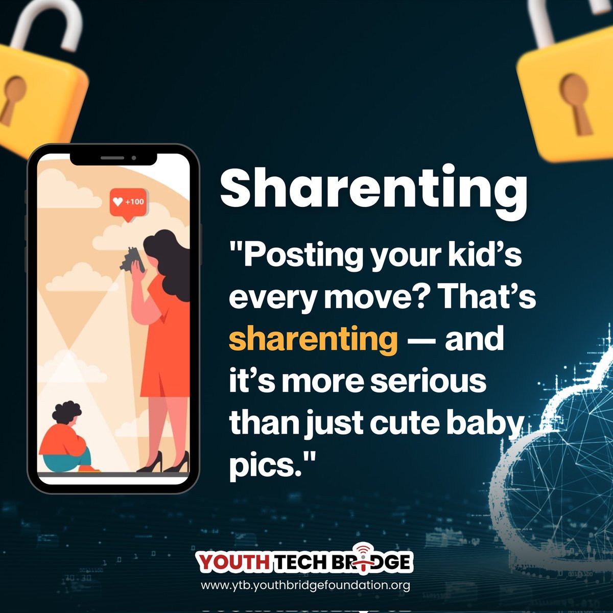 Your social media accounts belong to you and not your children. Don't co-parent your children with your social media followers.  Beware! #sharenting #YouthMatter #YouthTechBridge