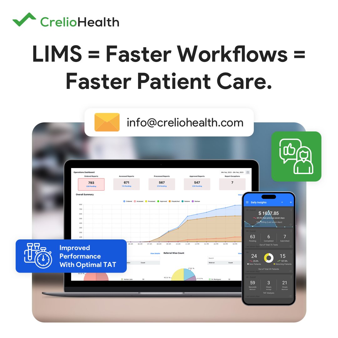 creliohealth's tweet image. Every Minute Counts in Diagnostics ⏱️
Speed in labs isn’t just efficiency-it’s better patient outcomes.
Don’t let delays slow down patient care. Upgrade to LIMS and transform time into health.
Get started today -bit.ly/3jP7hoP

#diagnostics #labtech #limssoftware #Health