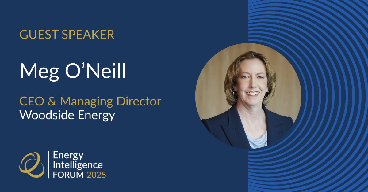 We’re excited to announce Meg O'Neill, CEO &amp; Managing Director of Woodside Energy, as a speaker at the 2025 Energy Intelligence Forum.

Don't miss the chance to hear from one of the industry’s most influential leaders. 

Register now:  bit.ly/3YlsmJa
#EIForum2025