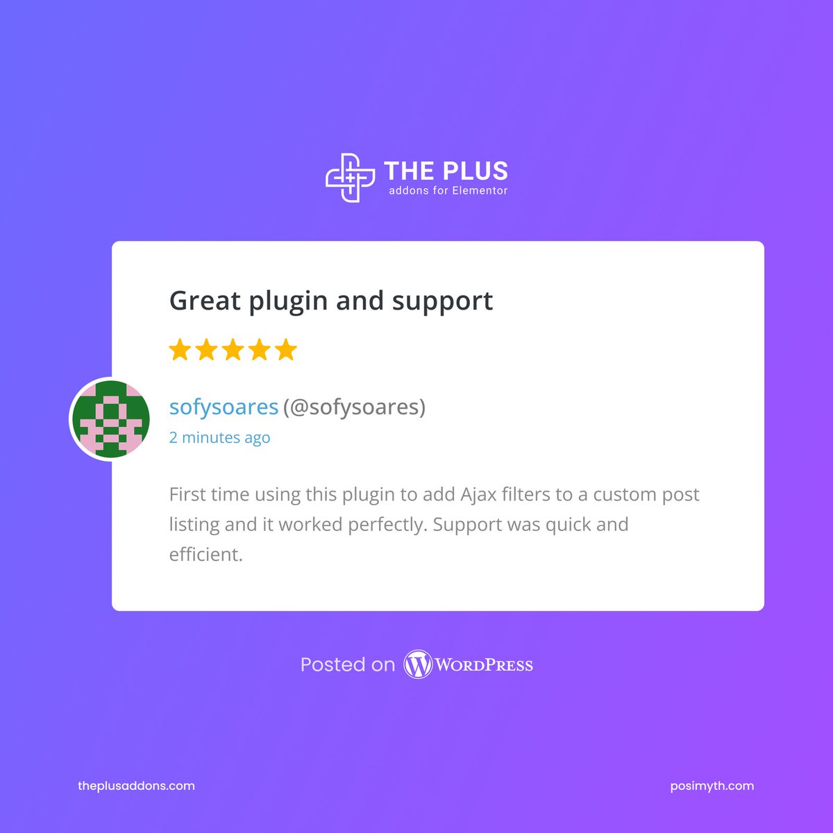 Great product, even better support — hear it from our user ✨

👉 Try The Plus Addons for Elementor today and build better with ease.

Like • Reply • Bookmark • Share