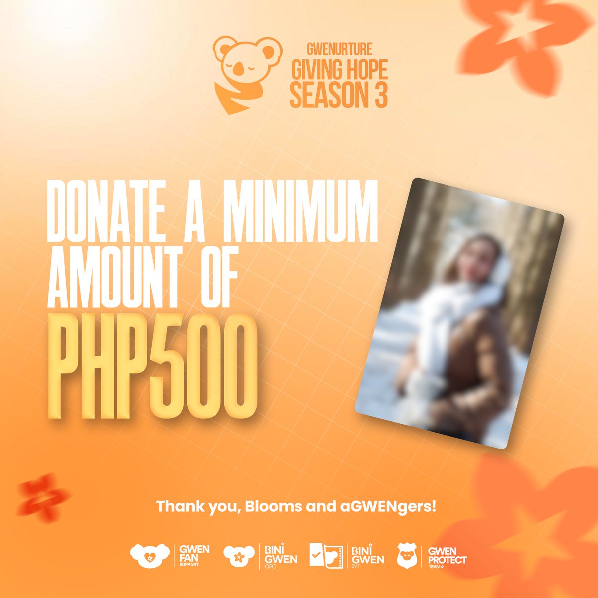 BiniGwenOFC's tweet photo. This space means a lot to us, so we wanted to give you something in return. If you 𝐝𝐨𝐧𝐚𝐭𝐞 𝐚 𝐦𝐢𝐧𝐢𝐦𝐮𝐦 𝐨𝐟 ₱𝟓𝟎𝟎 𝐭𝐨𝐧𝐢𝐠𝐡𝐭, you'll get this exclusive unseen photocard of Gwen—available only while our space is ongoing. 

Donate here: https://t.co/PR1EDK6MBq

Your donation will go a long way in helping us continue GWENurture. Thank you so much for being here, aGWENgers and Blooms! 🧡 

#GWENurtureS3 #BINI #BINIGwen #GwenApuli #InTheKeyOfG