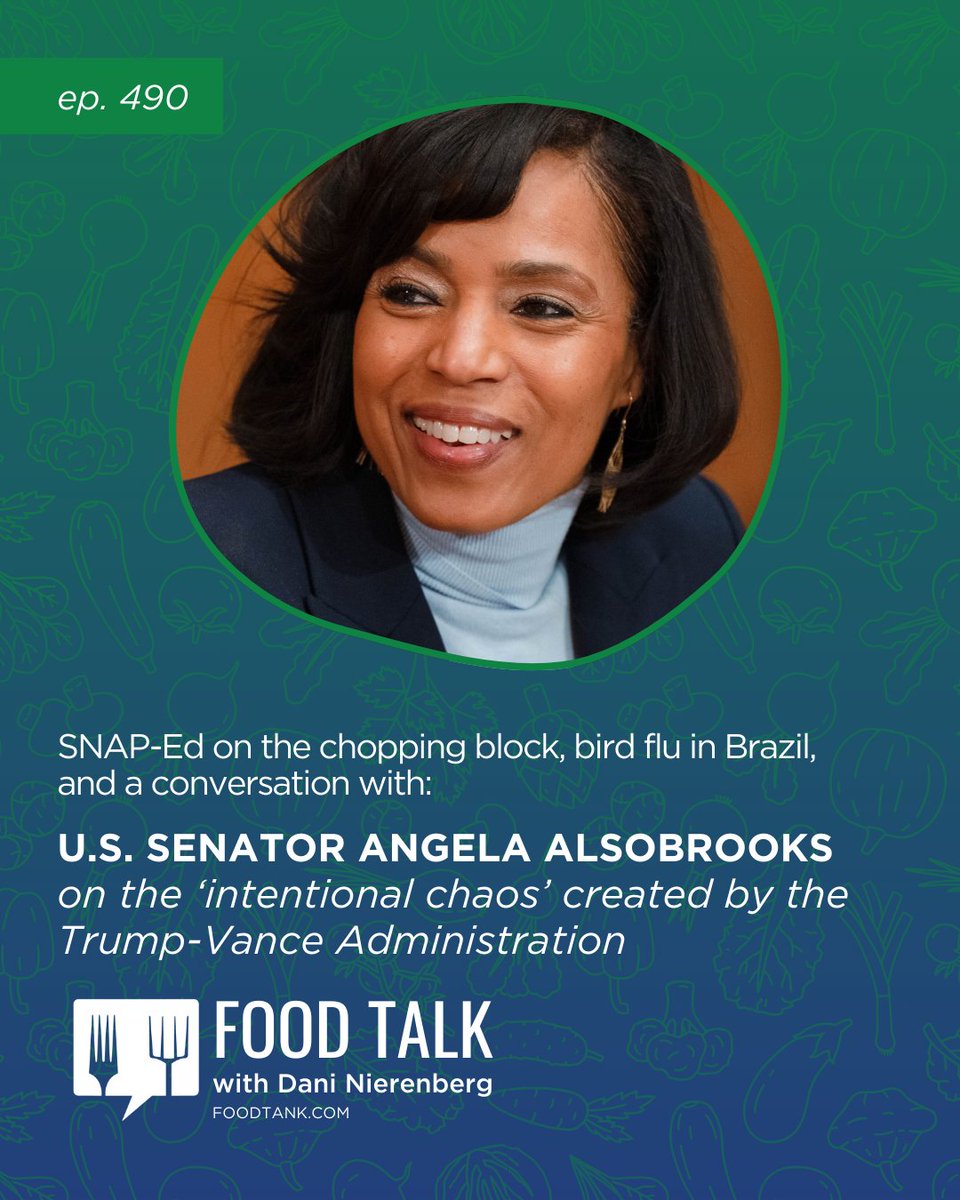 🚨 New Episode of Food Talk with Dani Nierenberg 🎙️

SNAP-Ed cuts. Bird flu in Brazil. And a must-hear conversation with U.S. Senator Angela Alsobrooks on the “intentional chaos” of the Trump-Vance Administration.

This week, Dani dives into what’s at stake—from threats to school