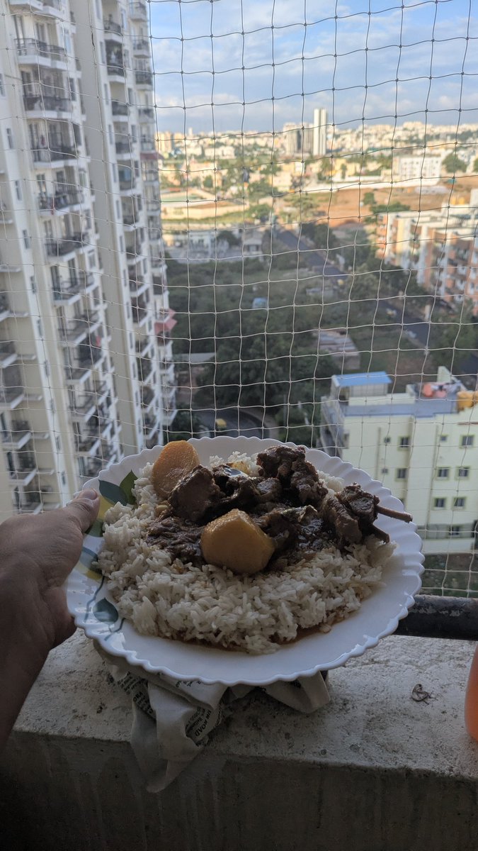 Mutton kosha with a view
- By yours truly 💯✨😛

My cook not coming for 3 consecutive fridays makes me realise he has a better social life than me!!!!