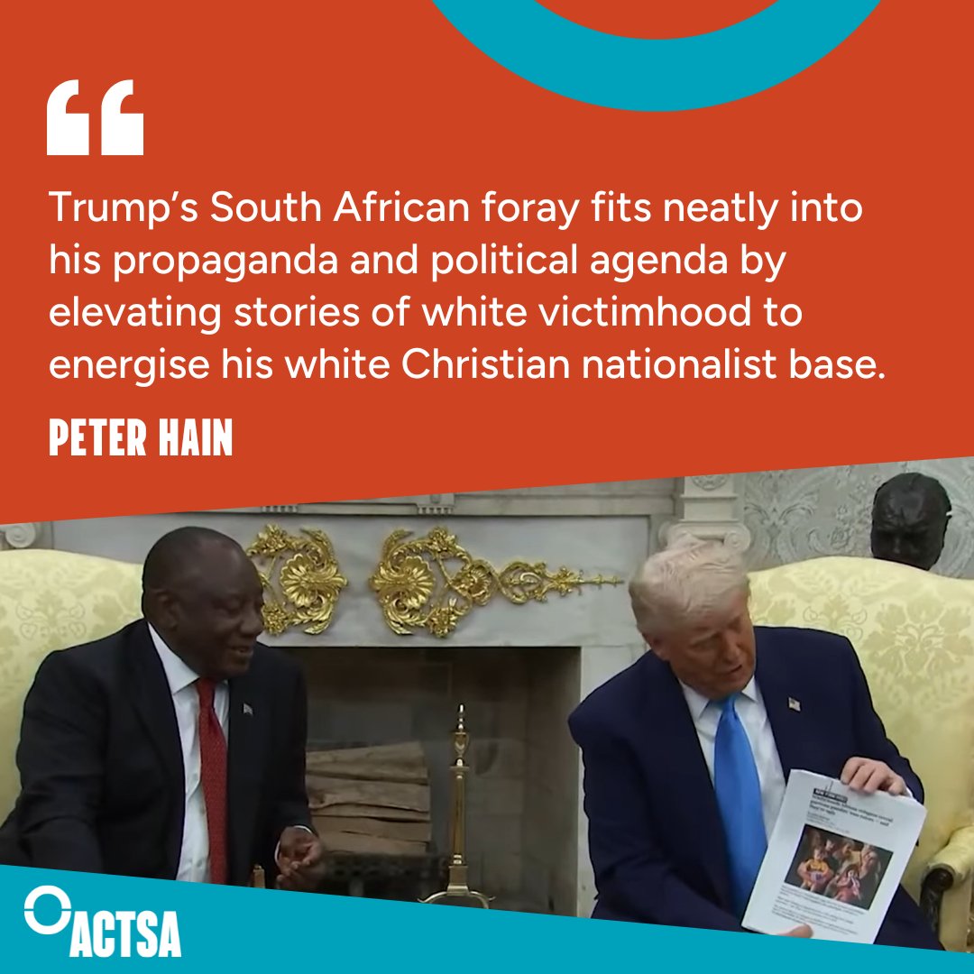 Read how Trump’s Manufactured “White Genocide” Serves His Populism – by <a href="/PeterHain/">Peter Hain</a> 

shorturl.at/oIhLr