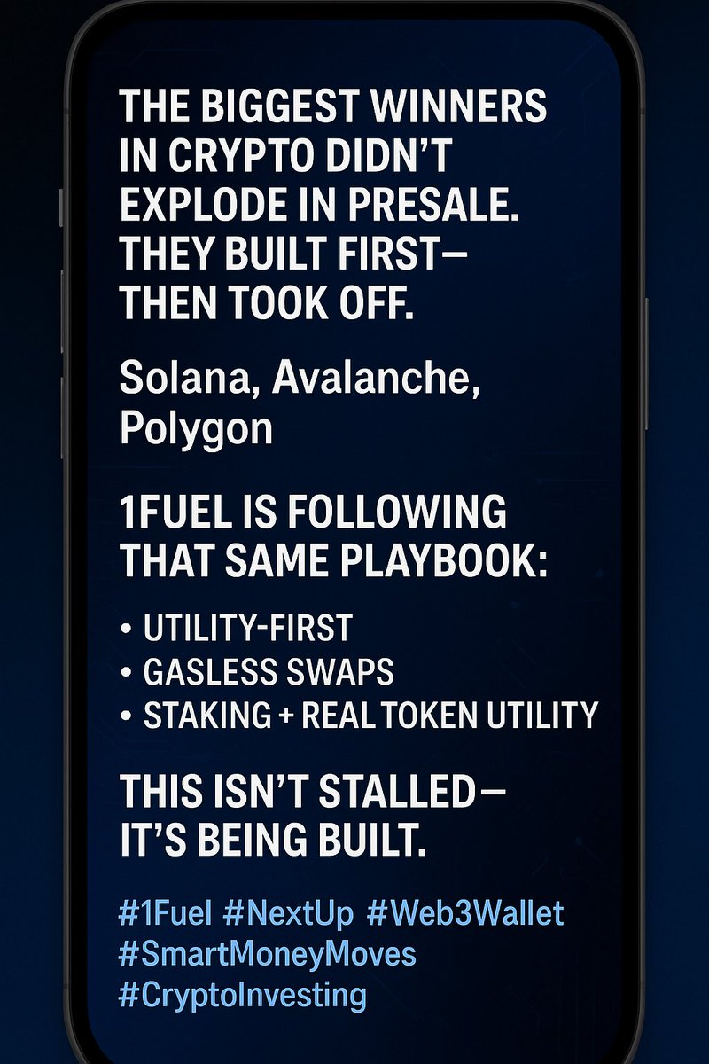 TheKen47243's tweet photo. The next Solana or Avalanche won’t look loud in presale—
It’ll look like 1Fuel: heads down, product-first, no fluff.
This is where smart money positions early.

#1Fuel #Web3Wallet #CryptoInvesting #NextUp #SmartMoneyMoves https://t.co/2b0By7Ak4h