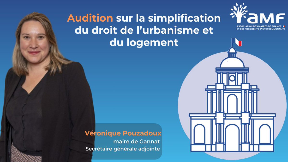 🏦 [AUDITION AU SÉNAT]
<a href="/VeroPouzadoux/">Véronique Pouzadoux</a> a pu échanger avec les sénateurs <a href="/CambierGuislain/">Guislain Cambier ن</a>,  <a href="/noel_sylviane/">Sylviane NOËL, Sénatrice de la Haute-Savoie</a> et <a href="/DAUBRESSE_MP/">Marc-Philippe Daubresse</a>,  rapporteurs de la proposition de loi de simplification du droit de l’urbanisme et du logement.

L’AMF soutient la philosophie de ce texte et toutes les