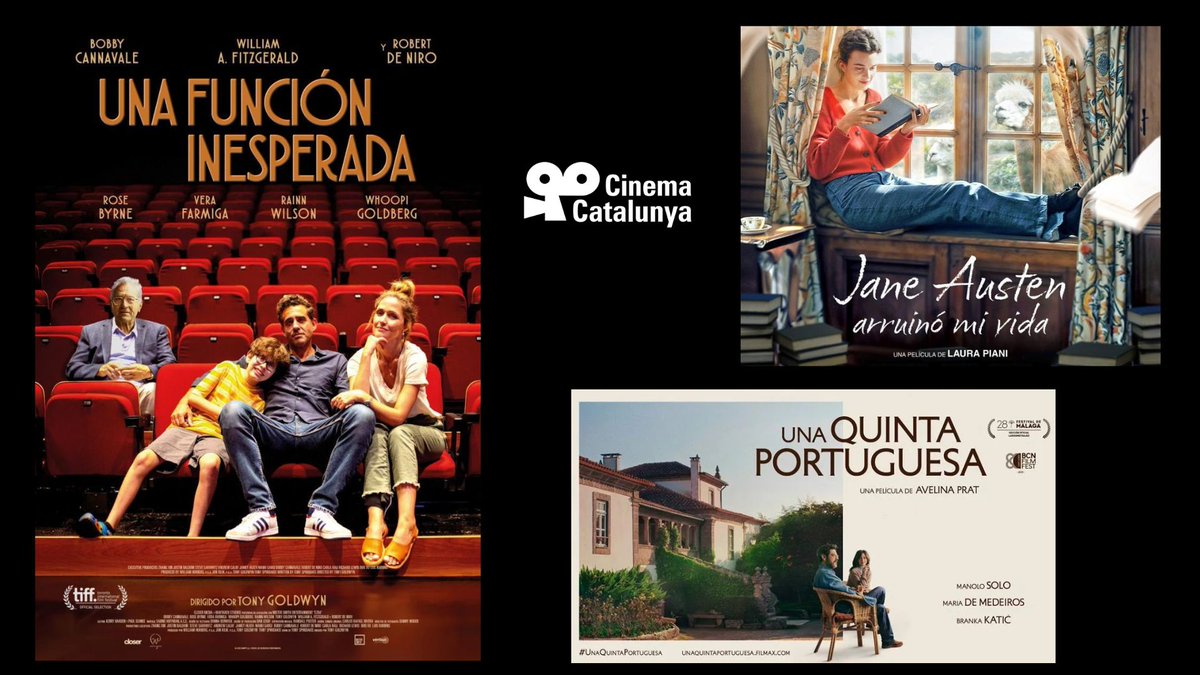 Cinema Catalunya (@cinemacatalunya) on Twitter photo Cartellera del 23 al 29 de maig.
Estrenem #UnaFuncionInesperada <a href="/FilmsVertigo/">Vértigo Films</a>
youtube.com/watch?v=DW9EP2… i continuen JANE AUSTEN ARRUINÓ MI VIDA i UNA QUINTA PORTUGUESA. Informació i horaris a cinemacatalunya.cat Cartellera del 23 al 29 de maig.
Estrenem #UnaFuncionInesperada <a href="/FilmsVertigo/">Vértigo Films</a>
youtube.com/watch?v=DW9EP2… i continuen JANE AUSTEN ARRUINÓ MI VIDA i UNA QUINTA PORTUGUESA. Informació i horaris a cinemacatalunya.cat