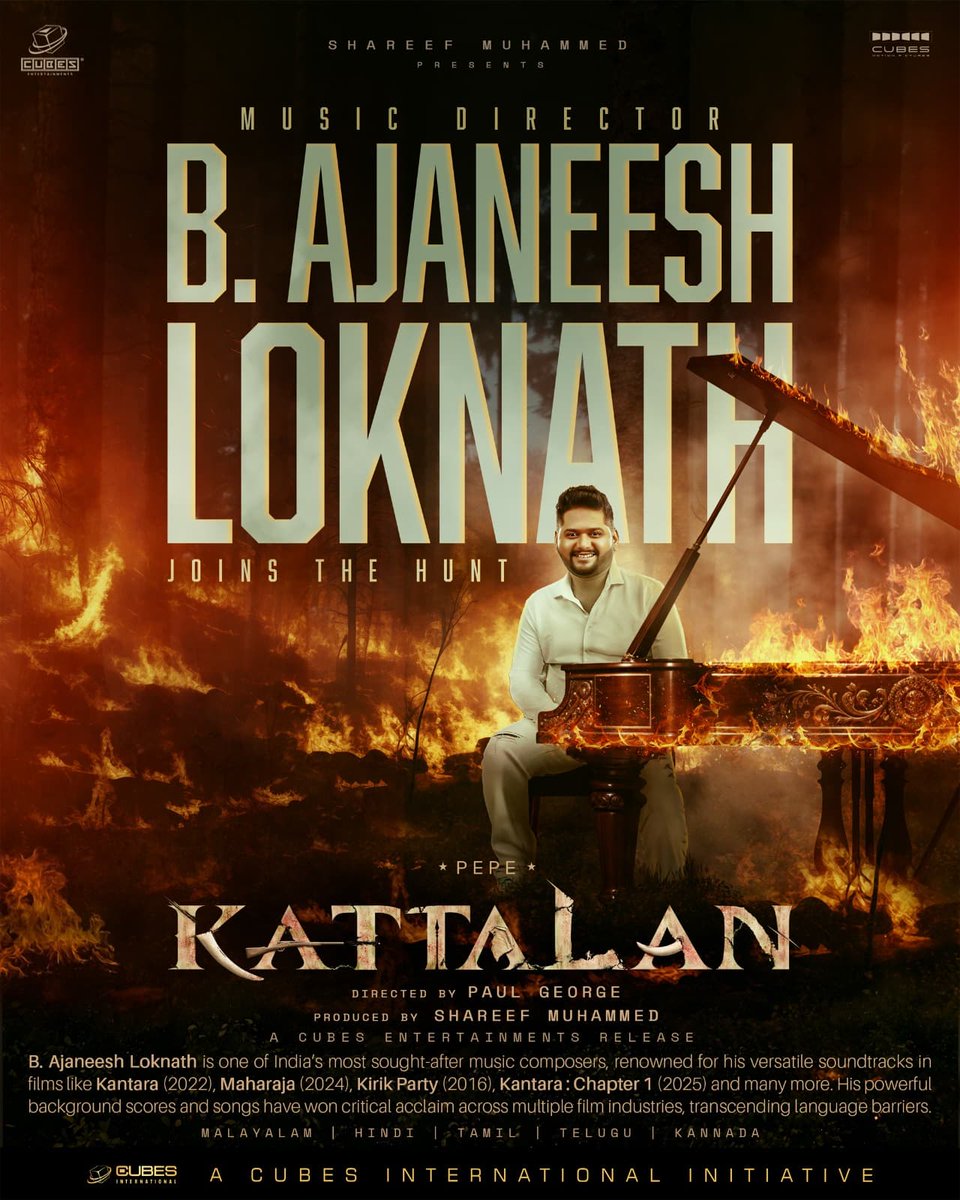 arshif57's tweet photo. Kantara Music director Ajaneesh Loknath joins #Kattalan 🔥

Producer Shareef Muhammed after blockbuster Marco ✌️#kantara https://t.co/LKgmJ0WGsm