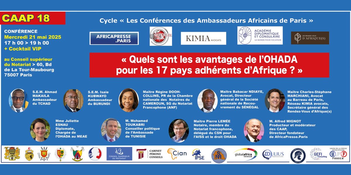 Ce jour, SEM Isaïe KUBWAYO a pris part à la 18ème Conférence des Ambassadeurs Africains de Paris sur le Thème QUELS SONT LES AVANTAGES DE L'OHADA POUR LES 18 PAYS ADHERENTS D'AFRIQUE.⁦<a href="/MAEBurundi/">MAECD</a>⁩ ⁦<a href="/NtareHouse/">Ntare Rushatsi House</a>⁩