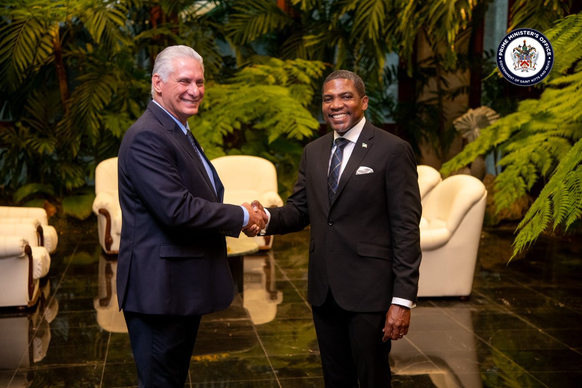 Dr. The Hon. Terrance Drew (@terrancedrewskn) on Twitter photo While in the Republic of Cuba, I had the honour of meeting with and engaging in a high-level bilateral discussion with His Excellency President <a href="/DiazCanelB/">Miguel Díaz-Canel Bermúdez</a>. We explored ways to strengthen the longstanding partnership between our nations and identified new opportunities for While in the Republic of Cuba, I had the honour of meeting with and engaging in a high-level bilateral discussion with His Excellency President <a href="/DiazCanelB/">Miguel Díaz-Canel Bermúdez</a>. We explored ways to strengthen the longstanding partnership between our nations and identified new opportunities for