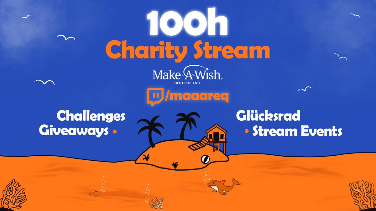 💙 ES IST OFFIZIELL 🧡
🧡 8. JUNI💙

100h live auf <a href="/Twitch/">Twitch</a>  für Charity! In offizieller Kooperation mit Make-A-Wish sammeln wir Spenden für schwer kranke Kinder  🫶

❤️ Liken 🔄 Retweeten 💬 Kommentieren

für den guten Zweck! 🧡💙
Bald Ankündigungen welche Events und Partner 🫶