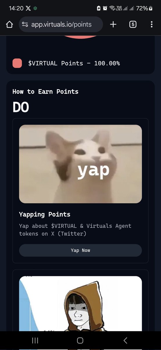 I have been Yap Yap Yap in many of my posts. <a href="/virtuals_io/">Virtuals Protocol</a>

 I hope the project visits my page and gives me some points of the project. 

And I will actively post about the project more.
<a href="/GiveRep/">GiveRep</a> <a href="/KaitoAI/">Kaito AI 🌊</a>