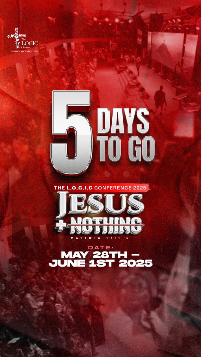 LOGICMainland's tweet photo. Drumroll please ๐คญ๐ฅ๐ฅ๐ฅ๐ฅ
JESUS + NOTHING is just 5 days away!!!
We hope your schedules are aligned, save the dates. No mix ups.
๐ May 28th - 1st June 2025
#JesusPlusNothing #TheLOGICChurch #LoveLifelmpact https://t.co/U0CUzMFvMK