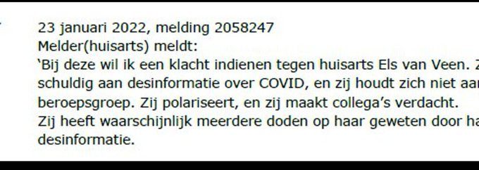 veen_els's tweet photo. Ook in Nederland werden artsen gecensureerd en gecancelled als ze waarschuwden voor de mRNA vaccins in relatie tot myocarditis. Jan Bonte @BumblebeeJoe schreef er al in december 2021 een blog over. @Lareb_NL @MinVWS @MedicijnNL 
https://t.co/B4cbsnywNq
Je kunt artsen verketteren als wap, antivaxer, corona-ontkenner en antivaxer, en die artsen censureren en hun podium ontnemen, zoals met Jan Bonte's eerdere accounts @hommel_b en @the_stinging is gebeurd. Jan Bonte werd in 2020 ontslagen en betaalde dus een hoge prijs voor zijn kritische houding over de Coronamaatregelen.

Volgens sommige meldend huisartsen bij de @IGJnl zou ik zelfs 'doden op mijn geweten' hebben. Dat baseerde de betreffende melder enkel op mijn posts hier op @X. Deze beschuldiging was nergens op gebaseerd, maar werd wel als melding serieus genomen door de Inspectie. Waarom zou de Inspectie een onschuldige arts wel onderzoeken, enkel om haar mening, en tegelijk niet onderzoeken of de mRNA prikken wel zo veilig waren als werd beloofd door de farmaceut?

Je kunt jarenlang waarschuwingen in de wind slaan en niet zorgvuldig onderzoeken of deze vaccins wel zo 'veilig en effectief' zijn voor jonge mensen en zelfs kinderen. Je kunt artsen die bezorgd zijn en kritisch zijn belachelijk maken. Je kunt dat allemaal doen, maar dan draag je wél mede de verantwoordelijkheid voor het feit dat miljoenen mensen deze prikken haalden omdat ze dachten dat ze veilig waren, dat het mRNA 'maar even in de arm' zou zitten en dan het lichaam zou verlaten en omdat ze erop vertrouwden dat ze de prikken 'voor een ander' namen. 

Deze mensen hadden erop moeten kunnen vertrouwen dat EMA, CBG, het ministerie van VWS, IGJ, het RIVM en Lareb hun werk zouden doen en zorgvuldig zouden monitoren of de mRNA vaccins wel zo veilig en effectief waren als de farmaceuten beweerden. Maar dat is niet gebeurd. 

Integendeel, artsen die probeerden te waarschuwen of informed consent wilden en hun patiënten informeerden werden 'full force' aangepakt door de IGJ, in opdracht van de minister van VWS. Die artsen werden namelijk als bedreigend gezien. Bedreigend voor de vaccinatiegraad. Het is zo ongelooflijk cynisch.

Het Lareb weigerde onlangs nog duidelijkheid te geven aan wetenschappers Meester, Walk en Bakker over de vaccinatiestatus van 700 mensen die in 2021 vlak na de vaccinatie overleden. Het Lareb, wat bijwerkingen had moeten registreren en daarin transparant had moeten zijn, zeker als wetenschappers onderzoek doen naar de voortdurende oversterfte sinds Corona.

Het was de afgelopen jaren vechten tegen de bierkaai, als je arts of wetenschapper was en je zorgen maakte over de mRNA vaccins en de prikcampagnes. In Amerika worden de destijds verketterde en gecensureerde artsen alsnog gehoord, onder ede in de Senaat. Veel te laat, maar het is een begin en alleen hierdoor kan de waarheid over de veiligheid van de mRNA prikken blijken.

In Nederland is het net alsof de verantwoordelijken met een vinger in het gat van de dijk een overstroming proberen te voorkomen. Ik ben niet benieuwd of dat gaat lukken.

"There can no keener revelation of a society's soul than the way in which it treats its children"