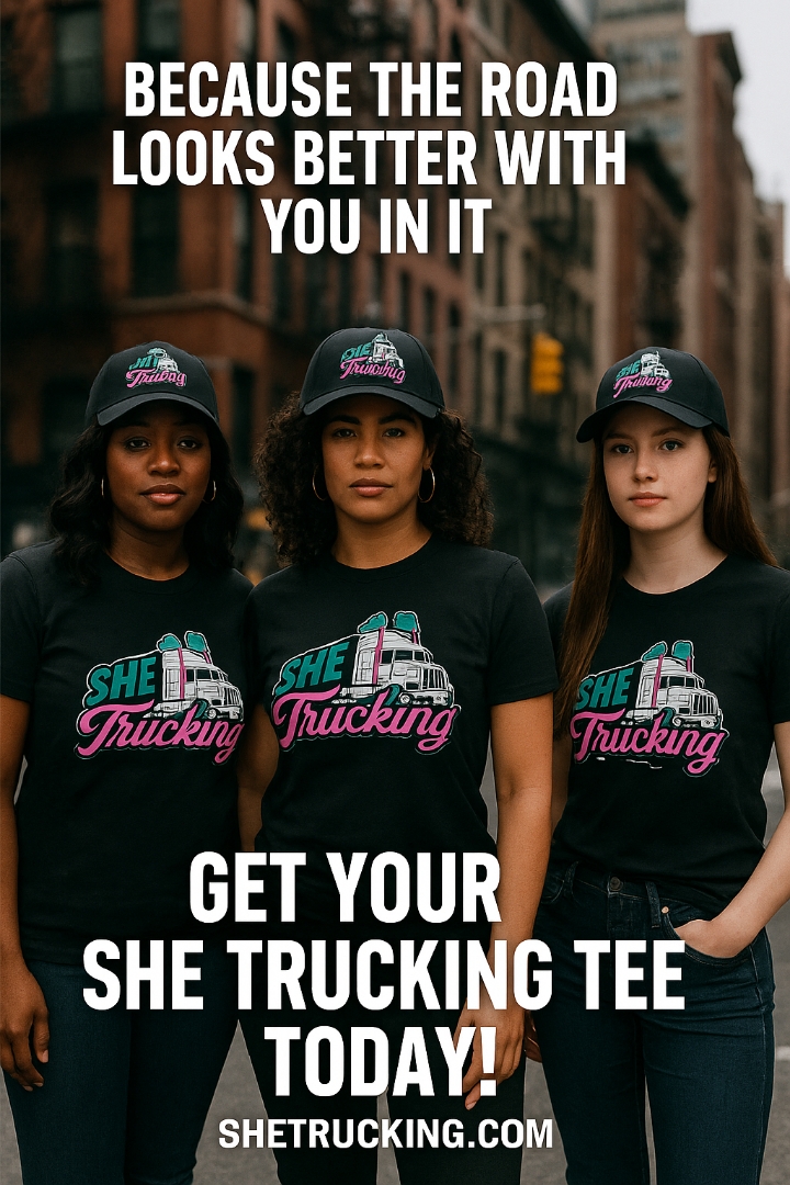 She Trucking Apparel made for the bold, brave, and beautiful behind the wheel!

rfr.bz/tfc320b 
 #SheTrucking #TruckerStyle