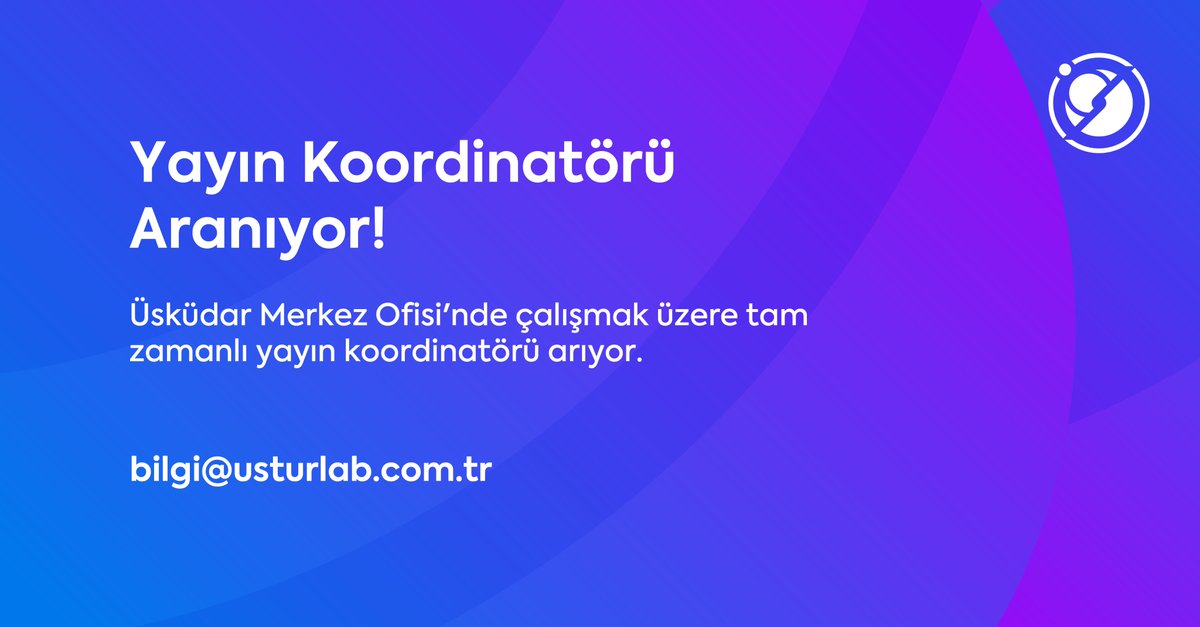 usturlabegitim's tweet photo. Usturlab Eğitim Teknolojileri ve Tasarım şirketimizin Üsküdar Merkez Ofisi’nde çalışmak üzere tam zamanlı yayın koordinatörü arıyoruz.

Detaylar: https://t.co/asBwzgjx5m

bilgi@usturlab.com.tr adresine özgeçmişinizi ileterek başvuru yapabilirsiniz. https://t.co/vGQryVoDU1