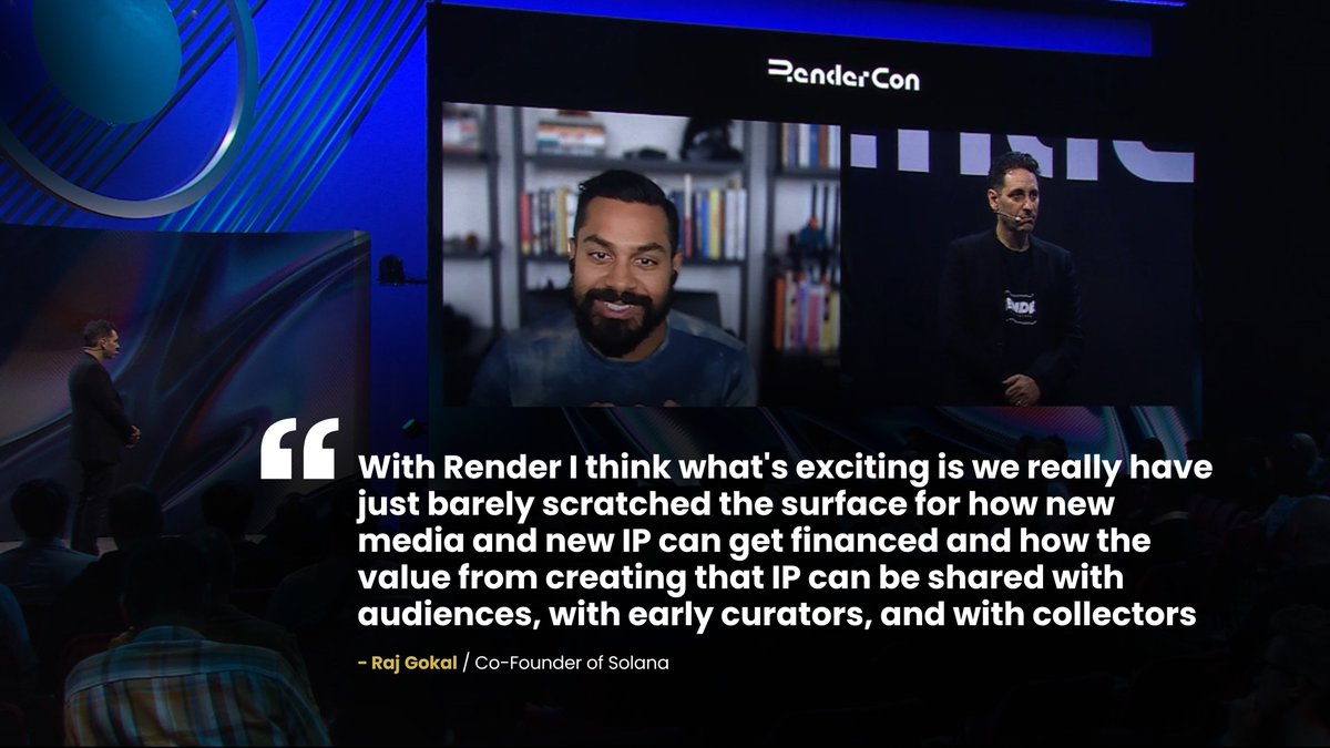 rendernetwork's tweet image. Just like @rajgokal said at #RenderCon -
We’re only beginning to see how decentralized tools like @rendernetwork will reshape how IP is built, financed, and owned.

From AI agents to new creator-led ecosystems, @SolanaConf gave us a glimpse into all that’s happening.

Watch Raj’s…