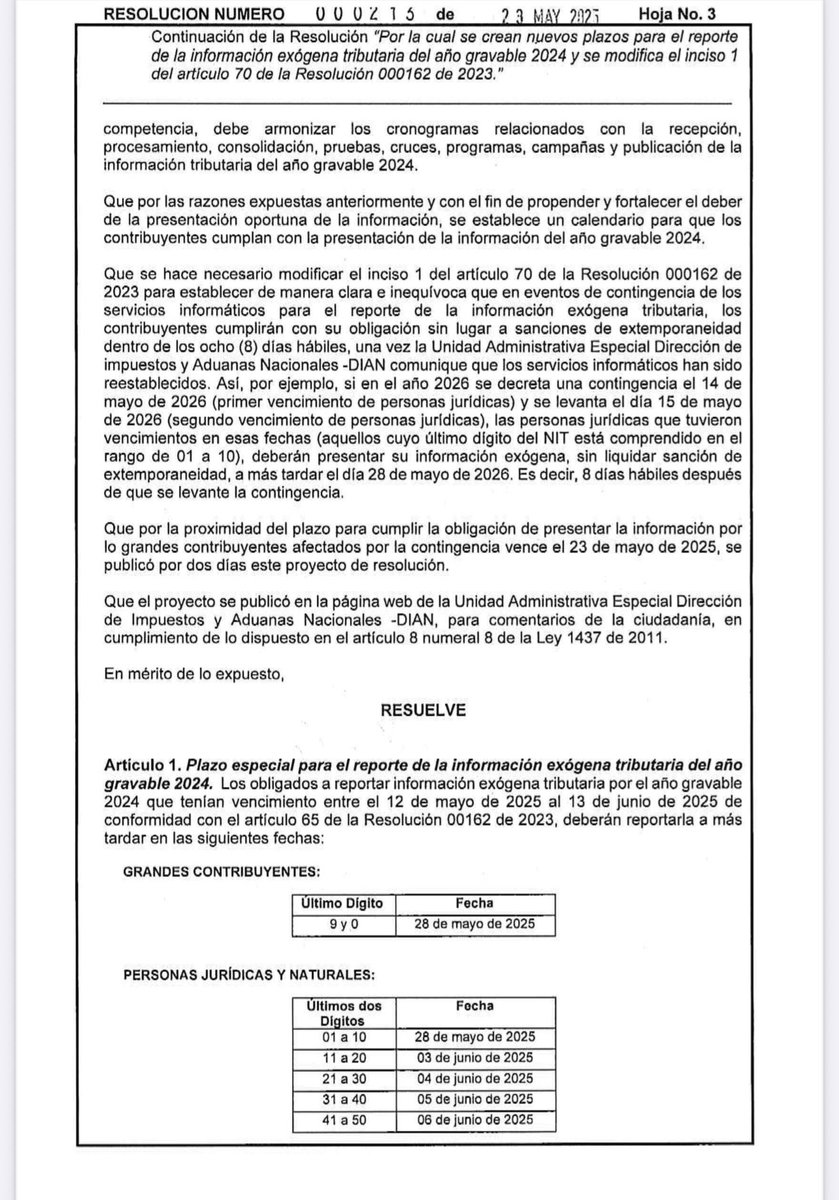 FCS_CA_SAS's tweet photo. Ampliación plazos reporte información exógena tributaria 
#Dian https://t.co/LqO5C08VrJ