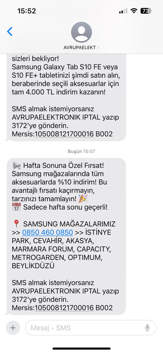 EbruErdoganG's tweet photo. @SamsungTurkiye rica etsem bana ulasir misiniz? Ben size ulasamiyorum. Surekli mesaj geliyor ve buradaki iptal’den iptal edilemiyor. Daha fazla reklam almak istemiyorum. #avrupaelektronik @ticaret https://t.co/51u1uMXfXR