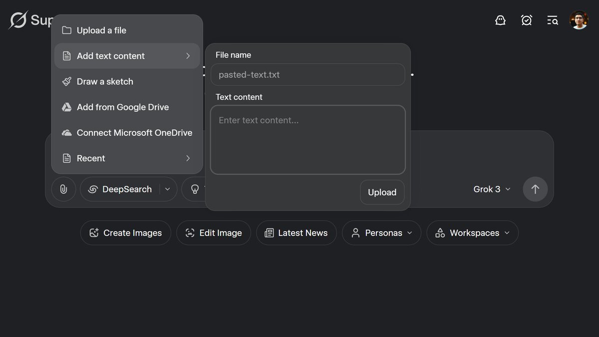 xAI is working on the ability to add text content to the GROK prompts!