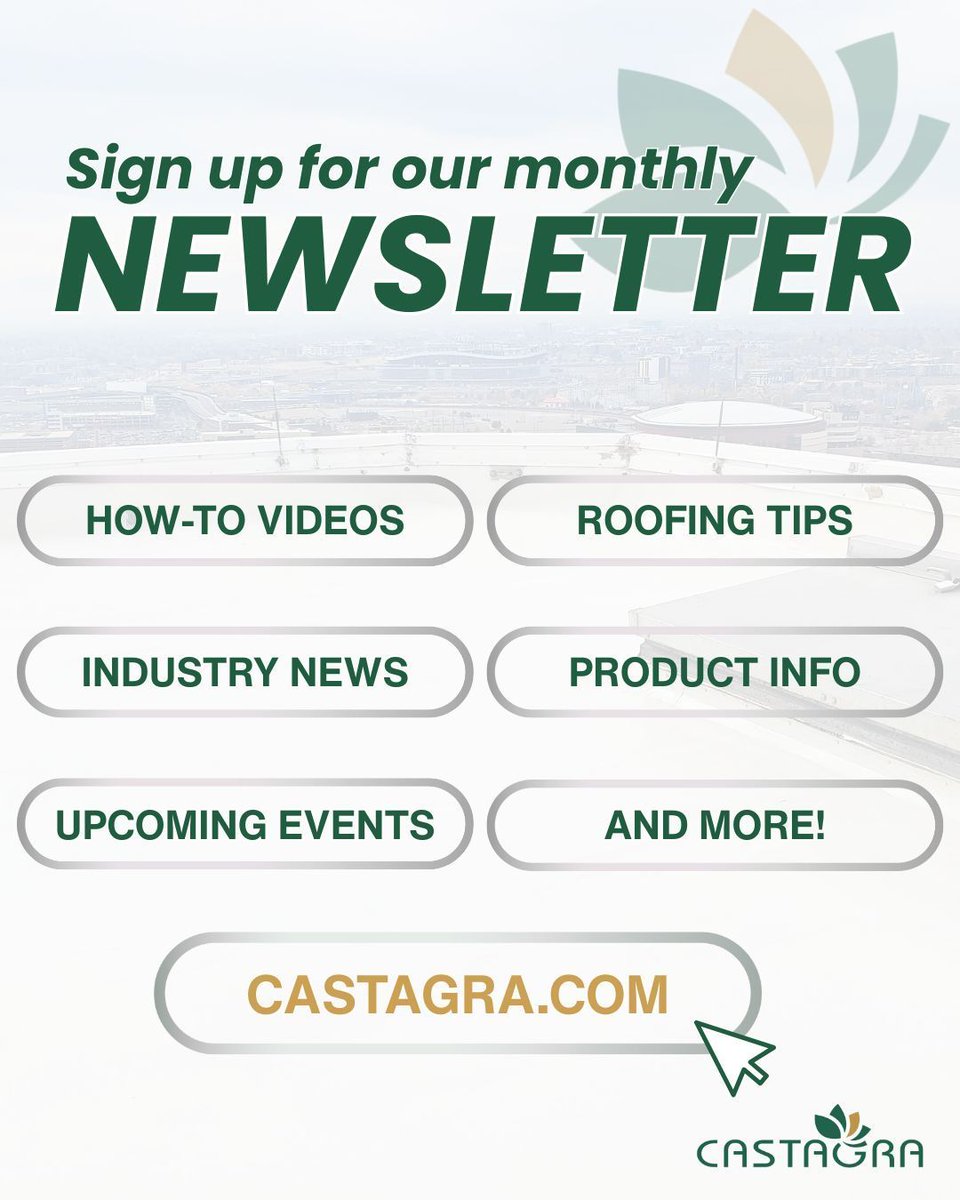Roofers — sign up for Castagra's monthly newsletter to get roofing tips, product highlights, how-to videos, event info, and more straight to your inbox!

castagra.com

#roofing #roofers #commercialroofing
