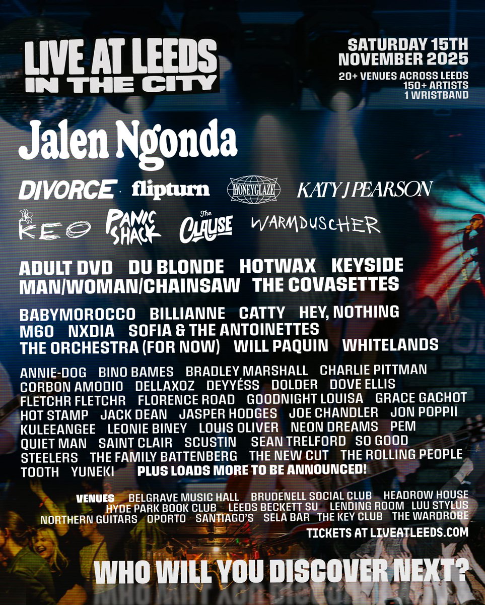 Leeds, we're coming for you...

We've had the pleasure of being invited down to play Live At Leeds In The City this year

See you down the front 🕺