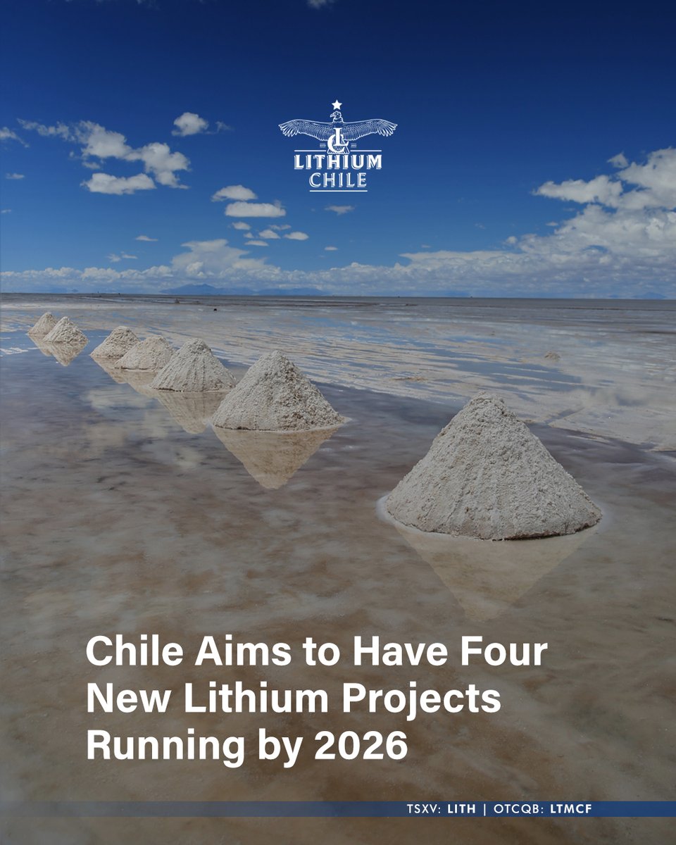Lithium Chile Inc. (@chilelithium) on Twitter photo 🗞️ Mario Marcel, Chile's Minister of Finance, stated that the country aims to have three or four new #lithium projects operational by 2026.
Read more: asmbly.link/ecR5ey3 
🇨🇦 $LITH 🇺🇸 $LTMCF
#TSX #TSXV $LITH.V #OTCQB #LithiumStocks2025 🗞️ Mario Marcel, Chile's Minister of Finance, stated that the country aims to have three or four new #lithium projects operational by 2026.
Read more: asmbly.link/ecR5ey3 
🇨🇦 $LITH 🇺🇸 $LTMCF
#TSX #TSXV $LITH.V #OTCQB #LithiumStocks2025