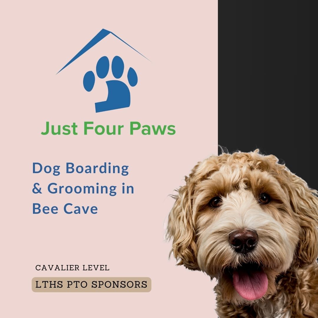 Thanks Just Four Paws, Inc. for sponsoring LTHS PTO at the Cavalier Level! 🐕 With 30+ years, they’re a trusted resource for dog boarding in Lake Travis. 🙌 Learn more: 🌐 ow.ly/OFgv50VeuSQ #LTHSPTO #PTOSponsors #DogBoarding #DogGrooming