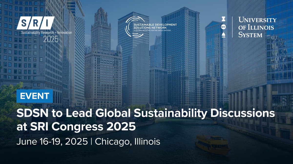 SDSN (@unsdsn) on Twitter photo 🌎 In less than one month, <a href="/UNSDSN/">SDSN</a> will head to #SRI2025!
Join us in Chicago on June 16–19 as we lead global dialogues on financing, climate resilience, community empowerment, & research for the #SDGs.
🗓️ Explore our sessions: unsdsn.org/news/sdsn-to-l…
<a href="/SRICongress/">Sustainability Research & Innovation Congress</a> 🌎 In less than one month, <a href="/UNSDSN/">SDSN</a> will head to #SRI2025!
Join us in Chicago on June 16–19 as we lead global dialogues on financing, climate resilience, community empowerment, & research for the #SDGs.
🗓️ Explore our sessions: unsdsn.org/news/sdsn-to-l…
<a href="/SRICongress/">Sustainability Research & Innovation Congress</a>