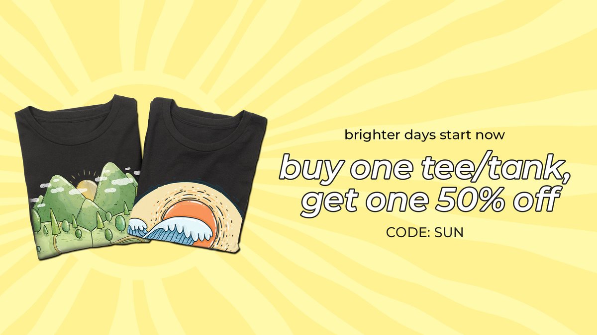 New season, new style! Get those summer vibes when you buy one tee/tank and get one 50% off using code SUN. Artwork by TaniaTania. dbh.la/salesun2025