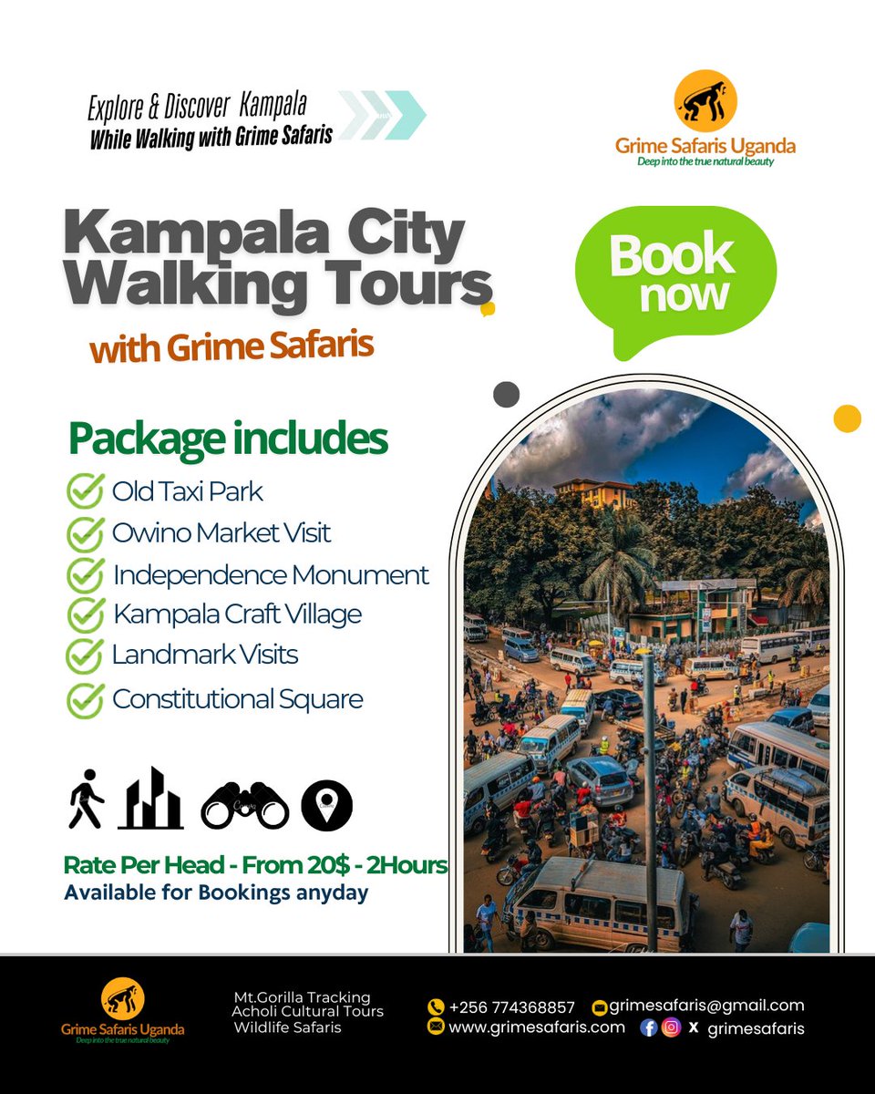 TourKampala's tweet photo. Discover Uganda's History, Culture and heritage in the 7 Hills City - Kampala.🎊🎉🎉😍😍😍

We take you back in time right from the very start of Uganda's Capital City clocking to the Colonial era till the present!

#VisitKampala https://t.co/Y2Oub8KfGj