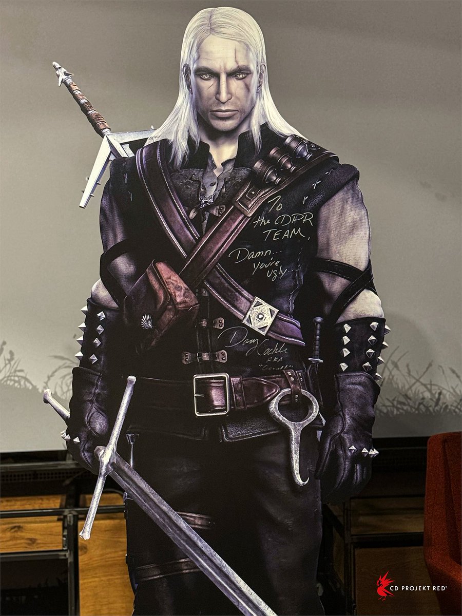 CD PROJEKT RED (@cdprojektred) on Twitter photo Earlier this week, <a href="/DCockle/">Doug Cockle 🐺⚔️🧸</a> — the voice of Geralt in the English version of the game — paid us a visit! He spent time chatting with REDs, sharing memories from the Path, signing posters, taking selfies, and more.
10 years later, and hearing "hmm..." in the hallway still gives us Earlier this week, <a href="/DCockle/">Doug Cockle 🐺⚔️🧸</a> — the voice of Geralt in the English version of the game — paid us a visit! He spent time chatting with REDs, sharing memories from the Path, signing posters, taking selfies, and more.
10 years later, and hearing "hmm..." in the hallway still gives us