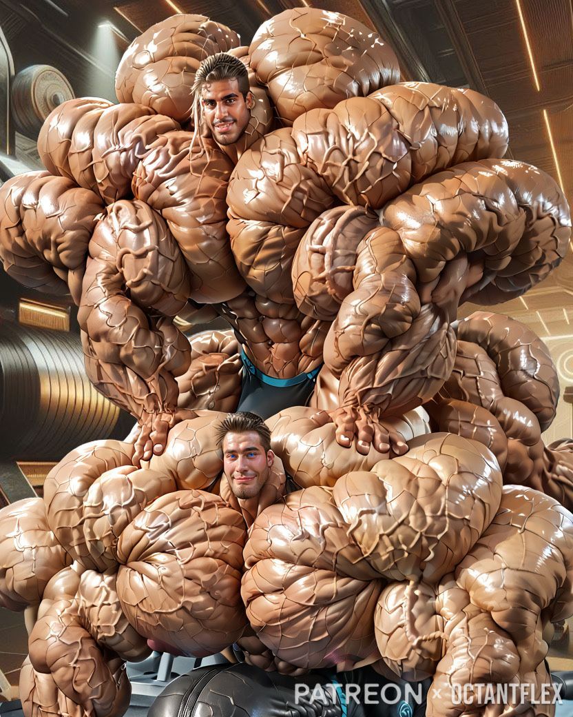 Sometimes he just needs the extra resistance of a few hundred kilos of muscles on top of him to make his pecs really pump.