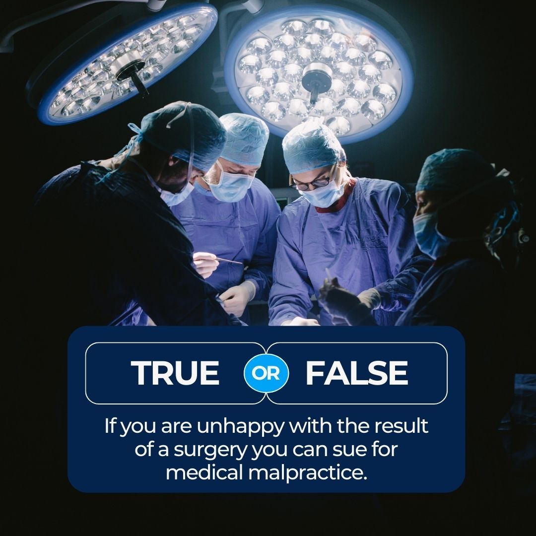 MandHLaw's tweet photo. True or False: If you are unhappy with the result of a surgery you can sue for medical malpractice.

Let us know your guesses below! https://t.co/1pD4XT1TRb