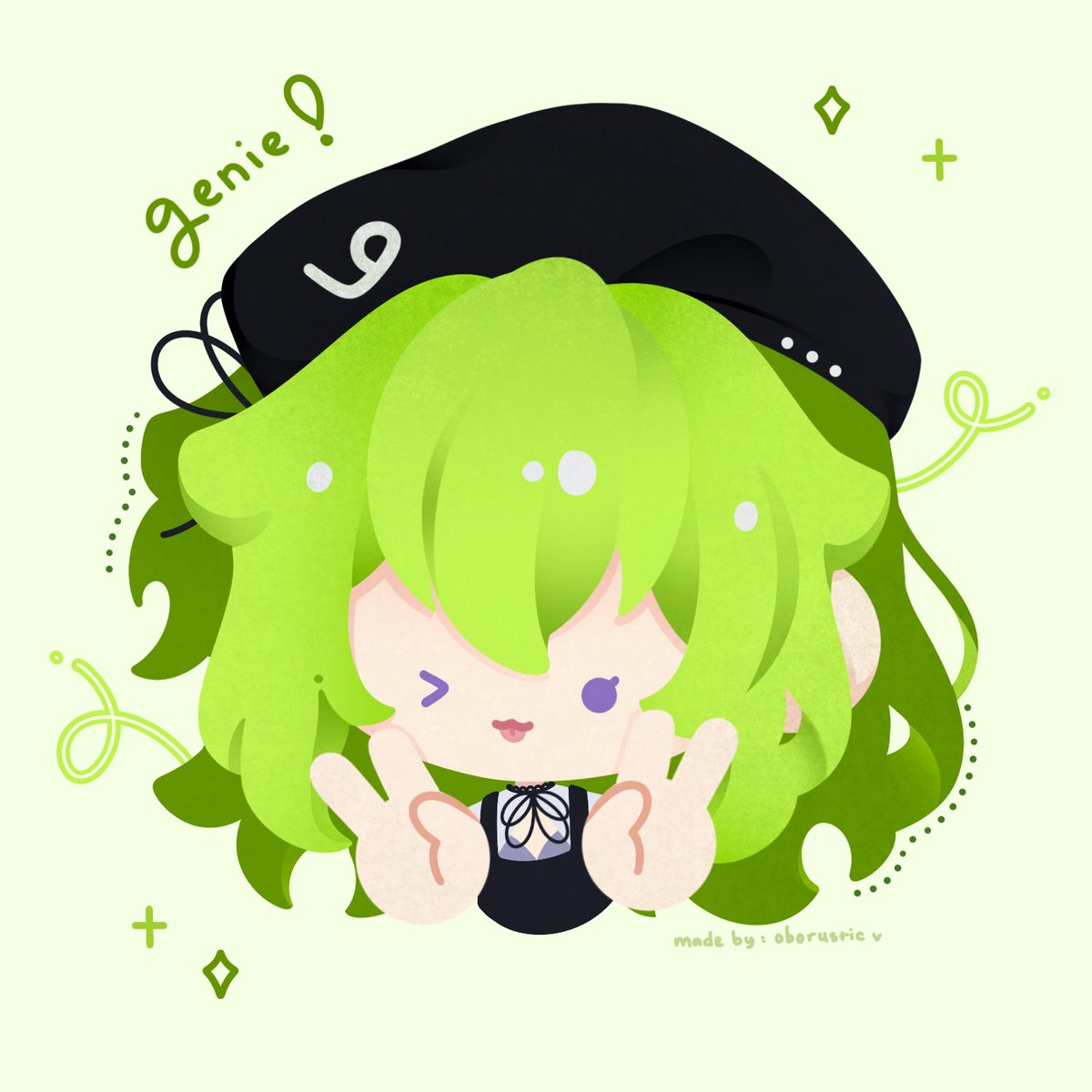 Drawing ma gurl, Genie! 💚
It’s been an awesome journey with <a href="/_VGen_/">VGen ✨ comms made easy</a> and lovely clients! Enjoy this silly bean of Genie~