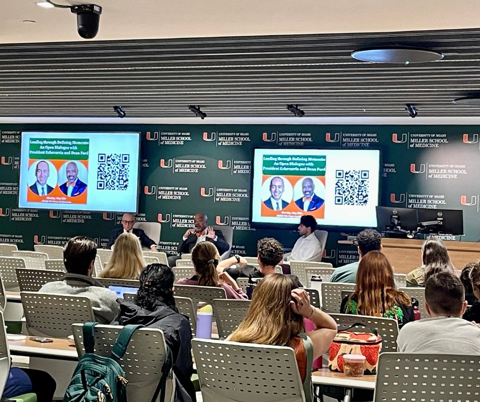 Miller Medicine (@umiamimedicine) on Twitter photo Thanks for stopping by, President Echevarria! ๐ Dean Ford and <a href="/univmiami/">University of Miami</a> president joined our #MedCanes to share their insight about the bright future of our institution and how to lead through defining moments. ๐ก Thanks for stopping by, President Echevarria! ๐ Dean Ford and <a href="/univmiami/">University of Miami</a> president joined our #MedCanes to share their insight about the bright future of our institution and how to lead through defining moments. ๐ก