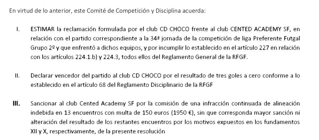 FicaCoaBola's tweet photo. 🚨 ÚLTIMA HORA

O Comité de Competición declara VENCEDOR o @CDChoco pola aliñación indebida do @centedteam 

👉Salvado o Choco, O Val pendente do arrastre e descende o Xuvenil de Ponteareas

💶Multa para o Cented de case 2000€, pero sen maior variación de puntos https://t.co/spcZFt2u5O