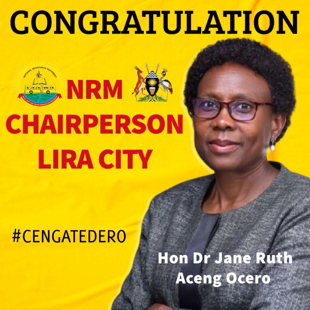 Congratulations Hon Dr Jane Ruth Aceng Ocero <a href="/JaneRuth_Aceng/">Dr. Jane Ruth Aceng Ocero</a> for winning the NRM <a href="/NRMOnline/">NRM Party</a> chairperson seat for Lira City <a href="/LangoTimes/">Lango Times</a> <a href="/KagutaMuseveni/">Yoweri K Museveni</a> <a href="/TodwongR/">Todwong Richard</a> <a href="/jessica_alupo/">Vice President Jessica Alupo</a> <a href="/mkainerugaba/">Muhoozi Kainerugaba</a> <a href="/HonJoe_GMK/">Hon. Joe Omara Makim</a> <a href="/Onc_nrm1/">Office of the National Chairman NRM</a> <a href="/Plumedia1/">PATRIOTIC LEAGUE OF UGANDA</a> <a href="/RolexAkena/">Akena Patrick Rolex</a>