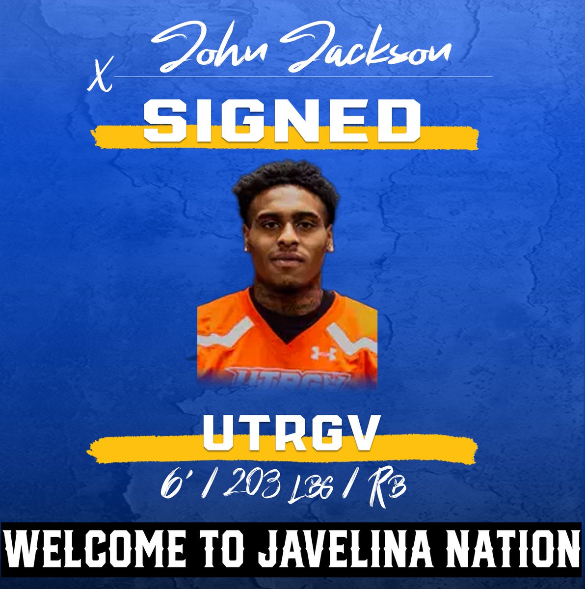 Welcome to Javelinas Nation, <a href="/johnjackson212/">Thejohnjackson✞</a>!

John comes to the Javelinas by way of Division I UTRGV!

#GoJavelinas #TTDB