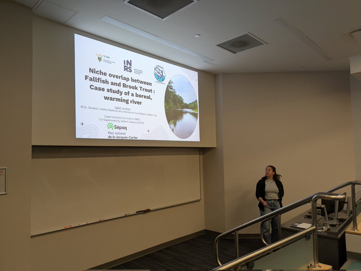 NoWPaS (@nowpas) on Twitter photo Next is Aglaé Lambert (<a href="/aglae_lambert/">Aglaé Lambert</a>) presenting her work on Niche overlap between Fallfish and Brook trout in a boreal, warming river Next is Aglaé Lambert (<a href="/aglae_lambert/">Aglaé Lambert</a>) presenting her work on Niche overlap between Fallfish and Brook trout in a boreal, warming river