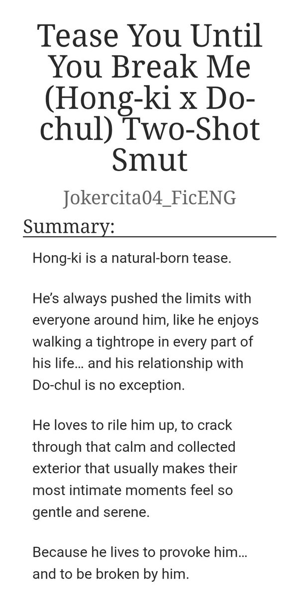 Jokercita04's tweet photo. ✨Fanfic City Of The Rising Sun (COTRS): Tease You Until You Break Me (Hong-ki x Do-chul) Two-Shot Smut ✨
https://t.co/rDWJzCV1iA
#cityoftherisingsun #cotrs #honggi #dochul #fanfic https://t.co/ahYgumuEc6