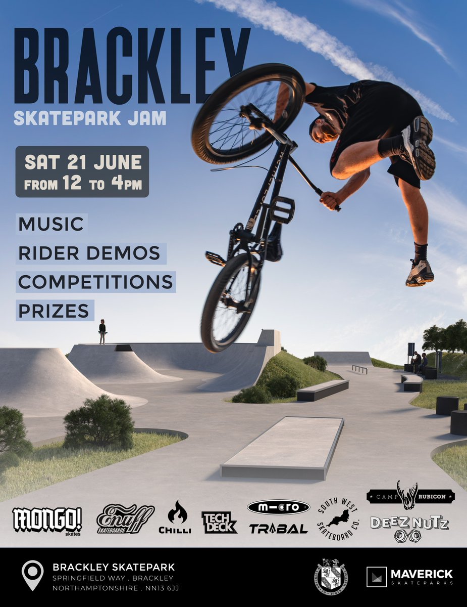 Come join us on Saturday 21st June to officially open Brackley skatepark! Our skatepark jam will feature comps, prizes, professional rider demos and much more.

📷 Charlie Allen / Kieran Carpenter

📍 Springfield Way
Brackley
Northamptonshire
NN13 6JJ