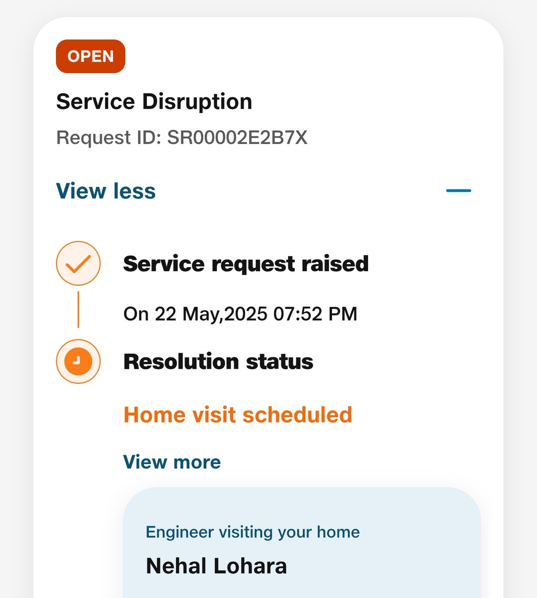 AshokHashTag's tweet photo. Internet down since y'day morning with @JioCare. Called customer care 10+ times, service appointments fixed 5+ times, but no resolution yet. To add to this - fake field visits, tickets closed without resolving!

This is unacceptable.Need reliable service,not excuses. @reliancejio https://t.co/vmuXJxf6t2