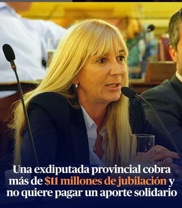 PiccininiAna's tweet photo. ALEJANDRA VUCASOVICH, EX DIPUTADA NACIONAL Y SENADORA POR SANTA FE 
La ley vigente impone un aporte solidario de entre el 2% y el 6% a quienes cobran más de tres jubilaciones mínimas, para reducir el déficit de la Caja y reforzar haberes bajos.
Vucasovich se jubiló con 61 años, tras 36 de aportes y actualmente cobra $11.149.645 mensuales. Según el secretario de Seguridad Social, ni siquiera paga Ganancias.