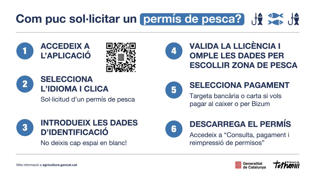 🎣 Inicia la temporada de pesca continental, i hem habilitat 4 punts d'acompanyament per expedir els permisos de pesca.

📲 Aviat disposarem d'una nova aplicació que millorarà l’actual i permetrà expedir-los en línia.

👇🏼 Descobreix el pas a pas per demanar el permís.