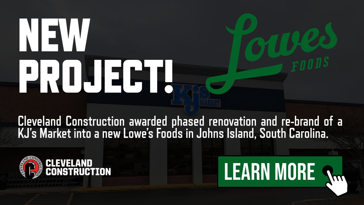 We’re excited to lead the 32-week interior renovation of a former KJ’s Market into a new Lowe’s Foods in Johns Island, South Carolina. The store will stay open during the renovations.

Learn more: bit.ly/3ZxBrPs
 
#GroceryRenovation #MakeItTrue #LowesFoods