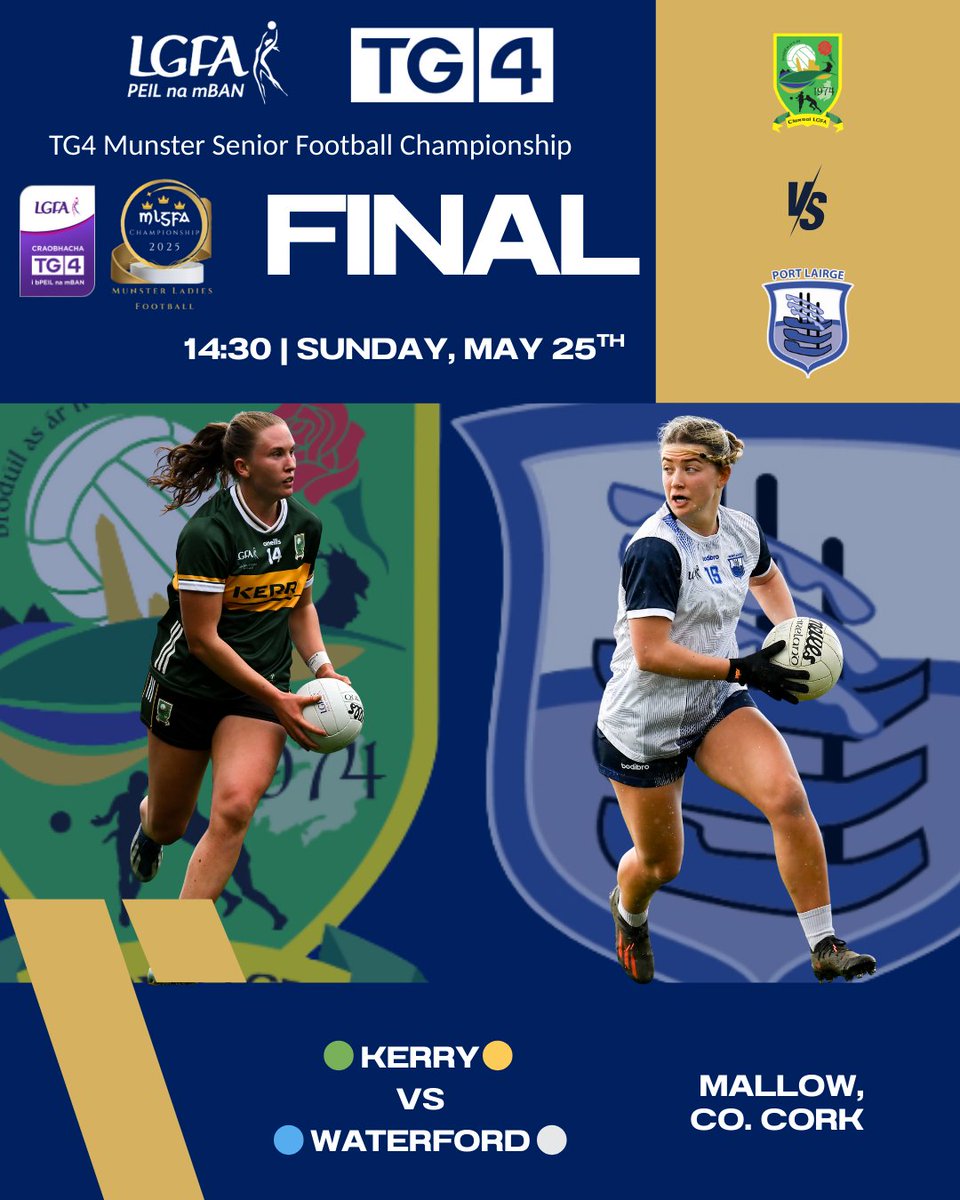Ladies Football (@ladiesfootball) on Twitter photo All you need to know ahead of Sunday's <a href="/TG4TV/">TG4</a> <a href="/ConnachtLGFA/">Connacht LGFA</a> and <a href="/MunsterLGFA/">Munster LGFA</a> Finals! 🙌🏐
How to watch➡️ bit.ly/4jc0cI8
Previews➡️ bit.ly/43IqVHC
Tickets➡️ bit.ly/4duivXW
<a href="/SportTG4/">Spórt TG4</a> #ProperFan 🏆 All you need to know ahead of Sunday's <a href="/TG4TV/">TG4</a> <a href="/ConnachtLGFA/">Connacht LGFA</a> and <a href="/MunsterLGFA/">Munster LGFA</a> Finals! 🙌🏐
How to watch➡️ bit.ly/4jc0cI8
Previews➡️ bit.ly/43IqVHC
Tickets➡️ bit.ly/4duivXW
<a href="/SportTG4/">Spórt TG4</a> #ProperFan 🏆