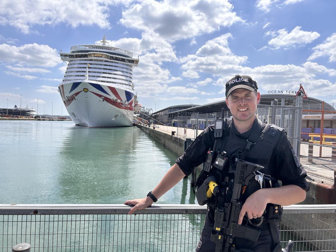 Armed police have been carrying out increased patrols at Southampton's cruise terminals in recent weeks, as cruise ship activity increases ahead of the summer months.

READ MORE: orlo.uk/4wbOl