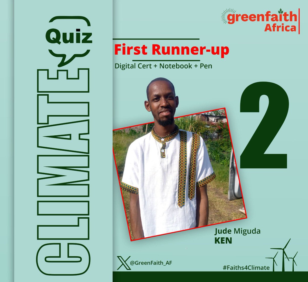 GreenFaith Kenya (@greenfaithke) on Twitter photo Today 1st Runner Up 🇰🇪 for the #ClimateQuiz got his price as an appreciation & motivation for his commitment to Digital Climate Advocacy, <a href="/GreenFaith_Afr/">GreenFaith Africa</a>
Congratulations 🎊 once more <a href="/JudeMigz/">Jude Miguda</a> from <a href="/k_iuesa/">Environmental Students Association🇰🇪</a>
Let continue to agent of change!
Action Now!
#Faiths4Climate Today 1st Runner Up 🇰🇪 for the #ClimateQuiz got his price as an appreciation & motivation for his commitment to Digital Climate Advocacy, <a href="/GreenFaith_Afr/">GreenFaith Africa</a>
Congratulations 🎊 once more <a href="/JudeMigz/">Jude Miguda</a> from <a href="/k_iuesa/">Environmental Students Association🇰🇪</a>
Let continue to agent of change!
Action Now!
#Faiths4Climate