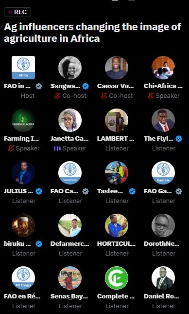 FAOAfrica's tweet photo. It’s a wrap! Our #XSpace  on Ag influencers changing the image of agriculture in Africa was a huge success 

Missed it? You can still catch the full conversation here 
👉https://t.co/R1Ec4xhhki

#AgInfluencers @FAOAfrica https://t.co/TSSbLEXDcp